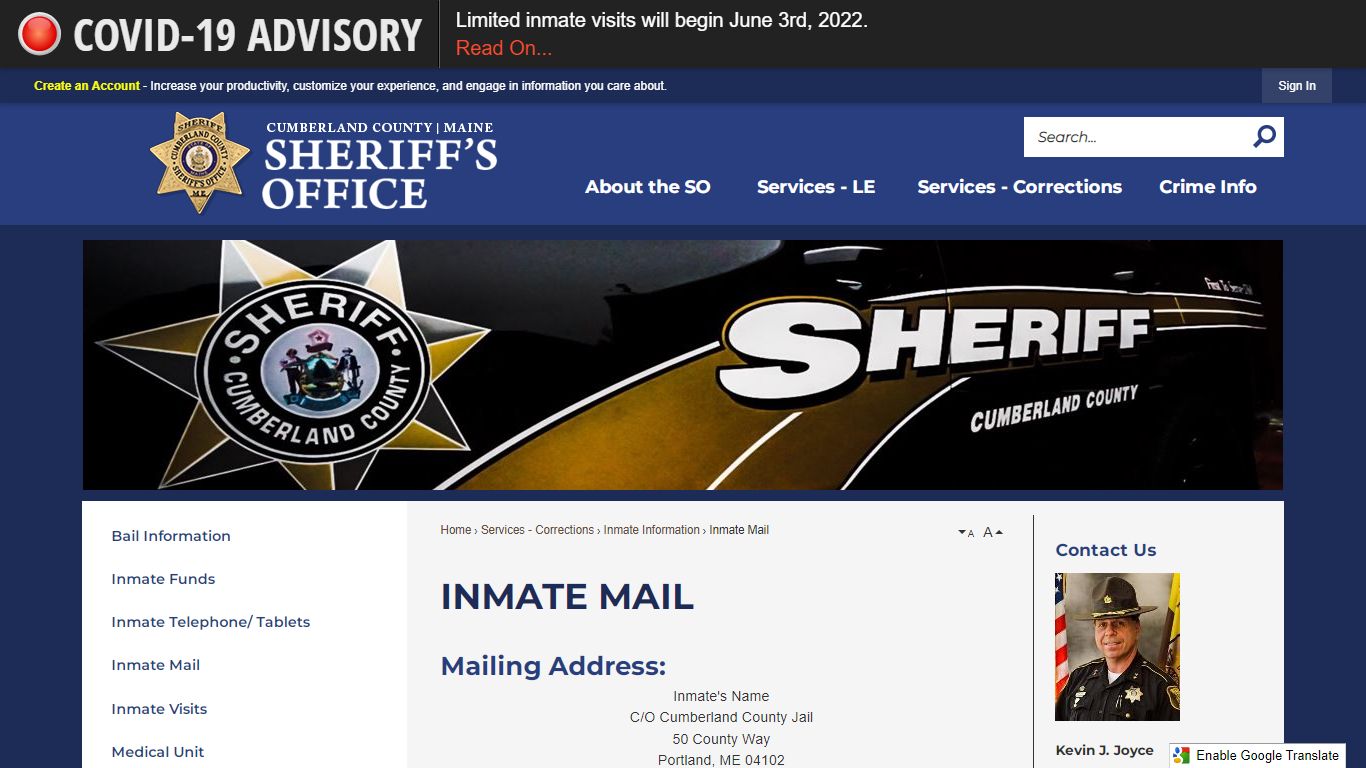 Inmate Mail | Cumberland County Sheriff - Official Website